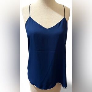 Express Barcelona Cami Dark Blue & White Inner Polka Dot Blouse Women Size Small